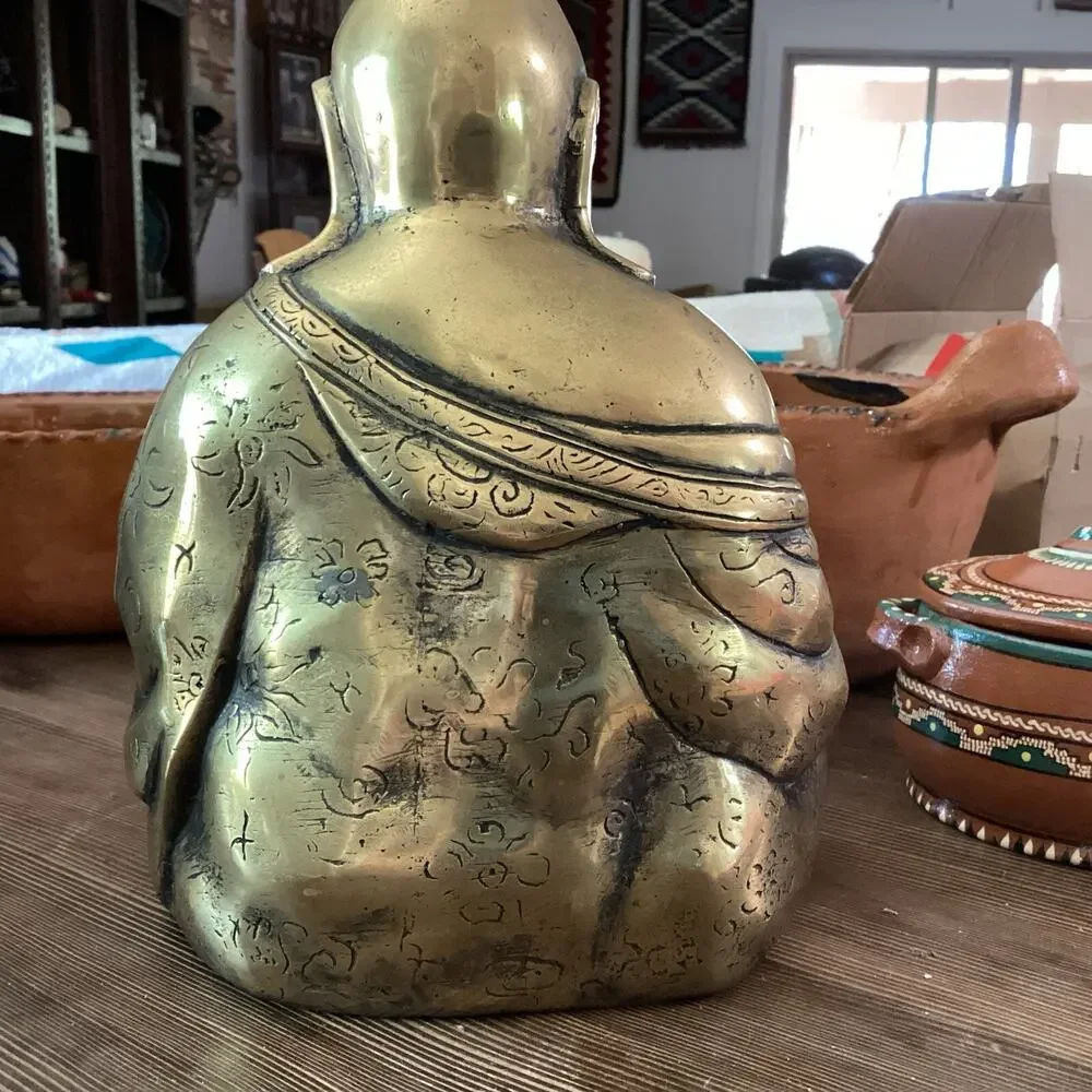 Old Antique Brass Tibetan Buddha statue.Approximately 11 X 8 X 6 And 6 Pounds
